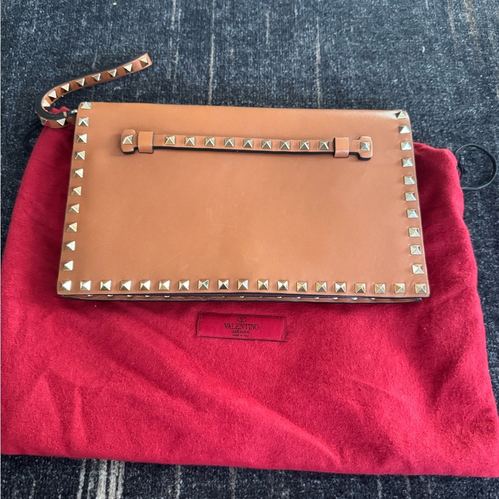 Valentino Brown Studded Clutch